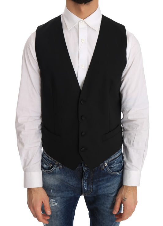 Dolce & Gabbana Schwarze Weste aus Wolle und Seide
