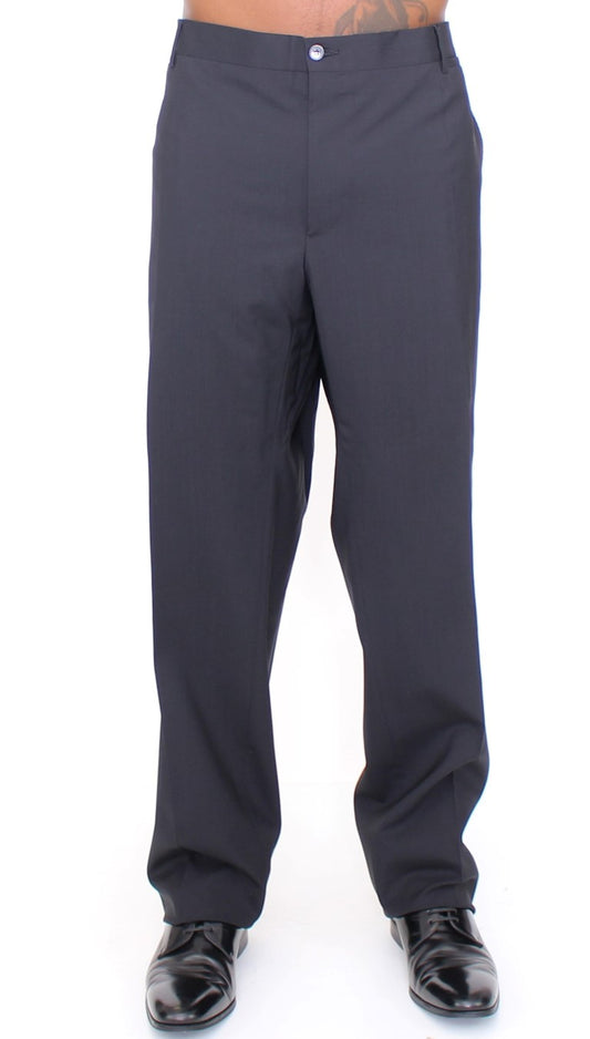 Dolce & Gabbana Schwarze Stretch-Bündchenhose aus Wolle