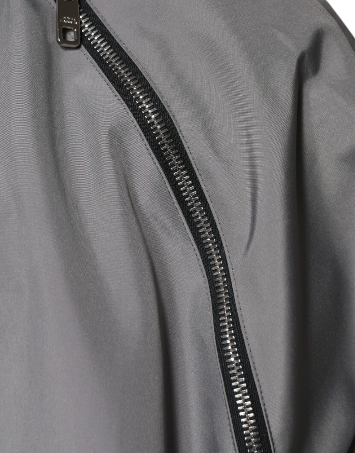 Dolce & Gabbana Graue Polyester-Kapuzenjacke für Herren mit durchgehendem Reißverschluss