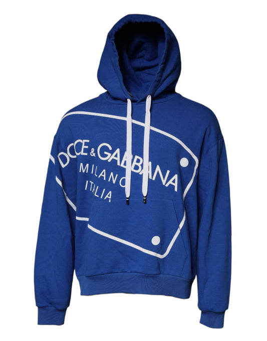 Dolce & Gabbana – Blaues Sweatshirt mit Logo-Print und Kapuze