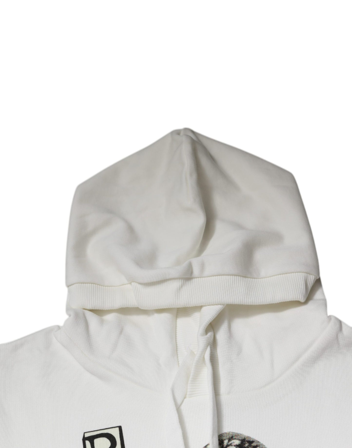 Dolce & Gabbana Weißer Caesar-Kapuzenpullover aus Baumwolle