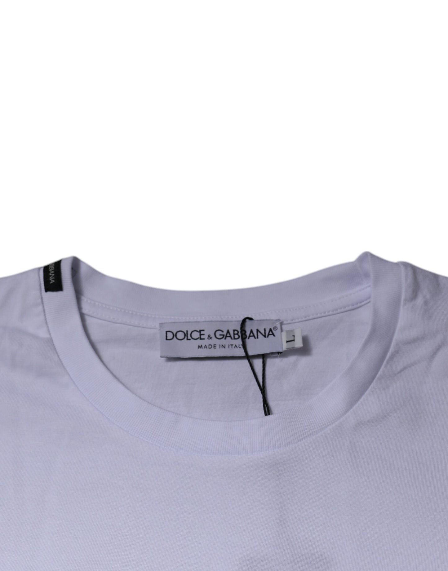 Dolce & Gabbana – T-Shirt aus Baumwolle mit Rundhalsausschnitt und Leopardenmuster in Weiß und Rot