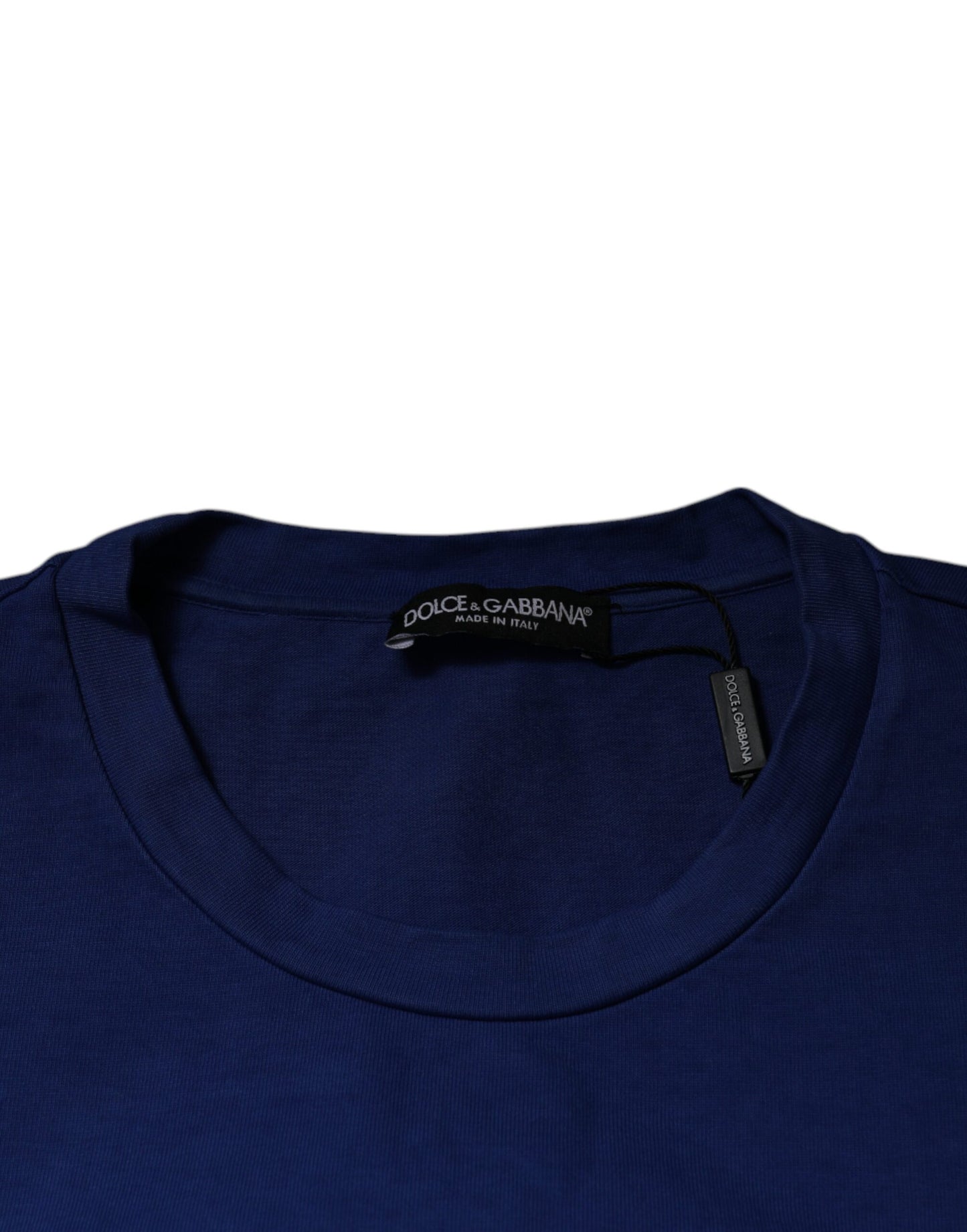 Dolce & Gabbana – Blaues Baumwoll-T-Shirt mit Rundhalsausschnitt und grafischem Print