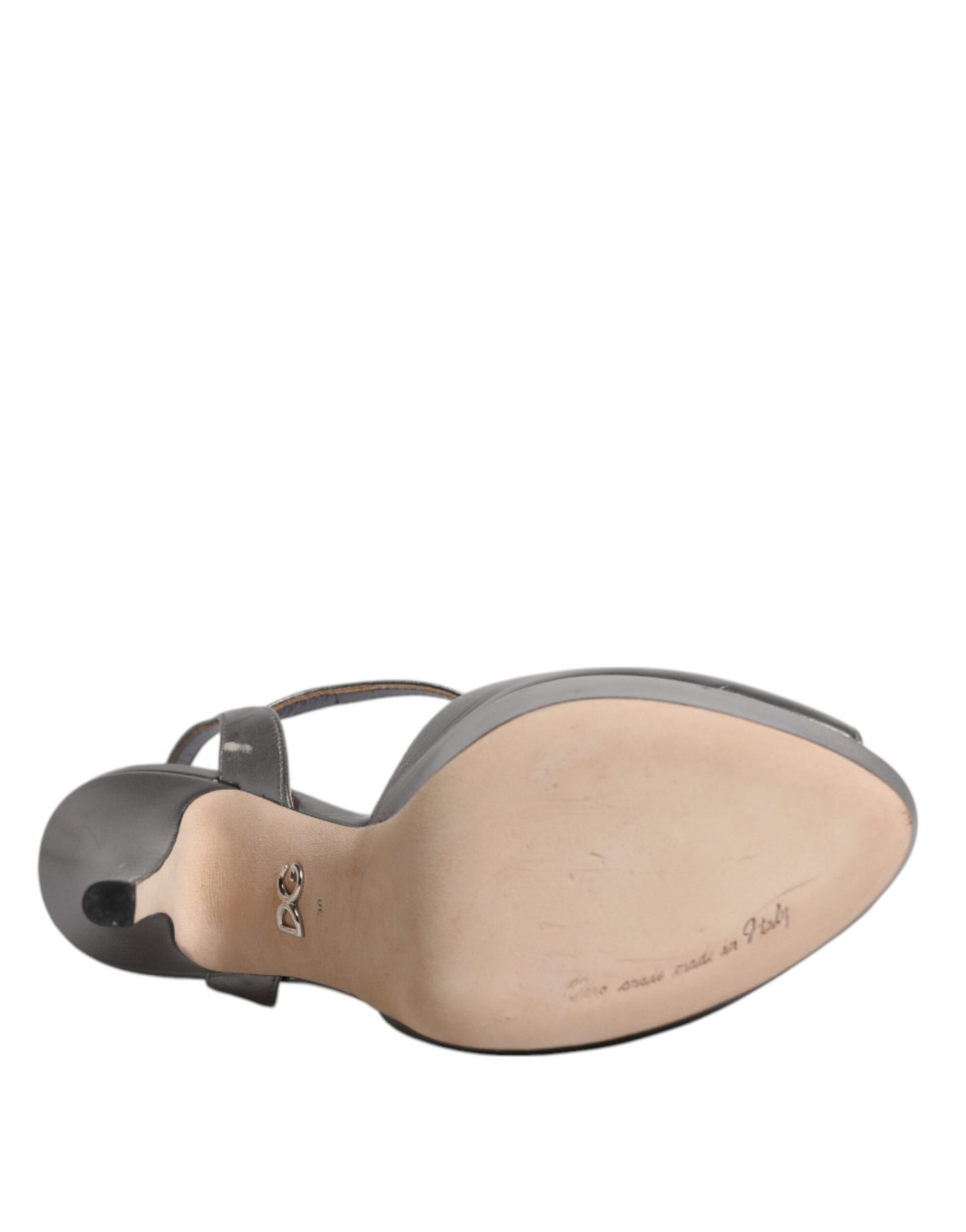 Dolce & Gabbana Silber Leder Plateau Heels Sandalen Schuhe
