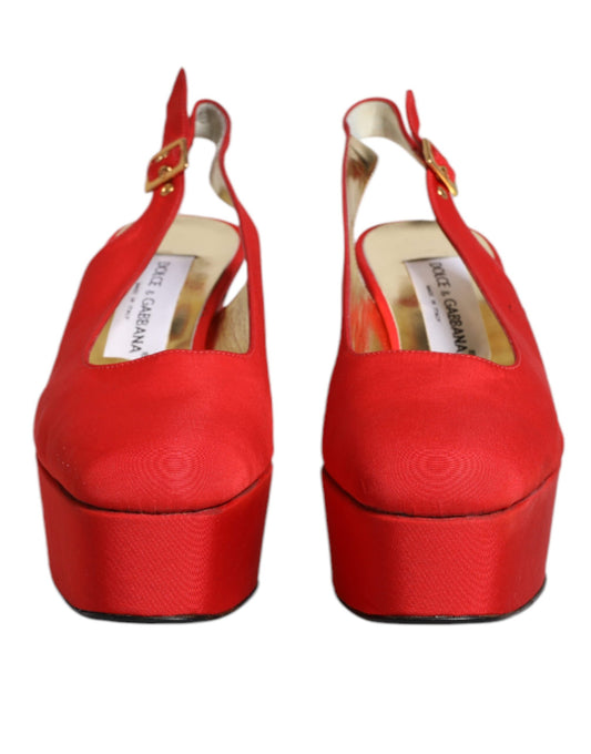 Dolce & Gabbana Rote Plateau-Slingback-Sandalen