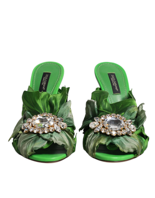 Dolce & Gabbana Grüne Kristall-Slides KEIRA Sandalenschuhe