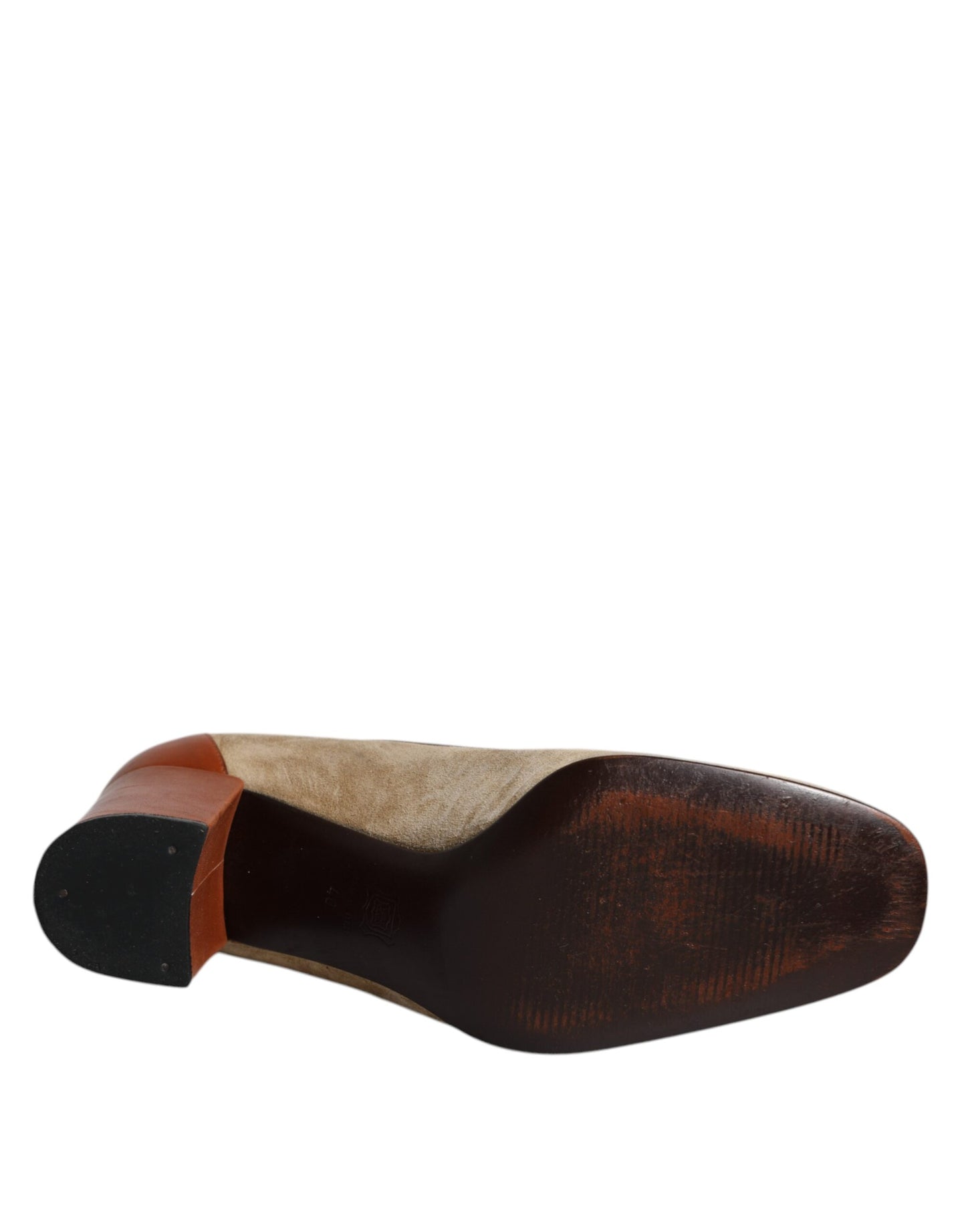 Dolce & Gabbana Beige Braun Leder Block Heels Pumps Schuhe