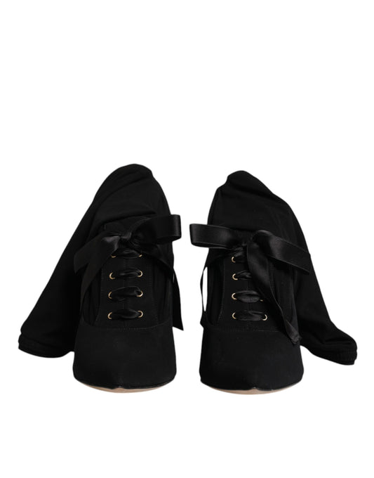 Dolce & Gabbana Schwarze Stiletto-Absätze, wadenlange Stiefel