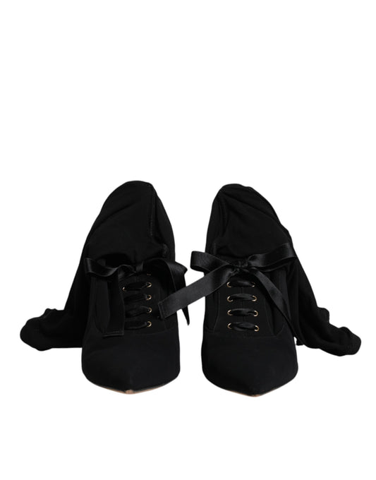 Dolce & Gabbana Schwarze Stiletto-Absätze, wadenlange Stiefel