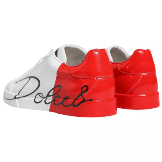 Dolce & Gabbana Weiß Rot Portofino Low Top Sneakers Schuhe
