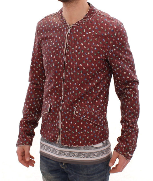Dolce & Gabbana – Bordeauxfarbener Ledermantel mit Boxer-Print