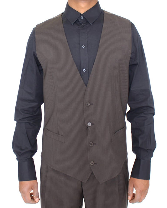 Dolce & Gabbana – Braun gestreifte Stretch-Weste