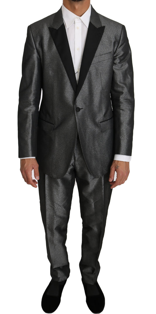 Dolce & Gabbana Grau gemusterter MARTINI 2-teiliger Anzug