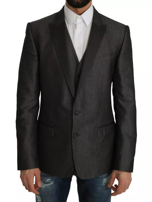 Dolce & Gabbana Grauer MARTINI 2-teiliger Weste-Mantel-Blazer