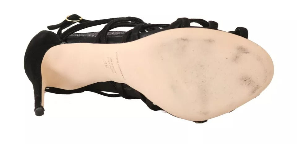 Dolce & Gabbana Schwarze Wildleder Stilettos Booties Socken Schuhe