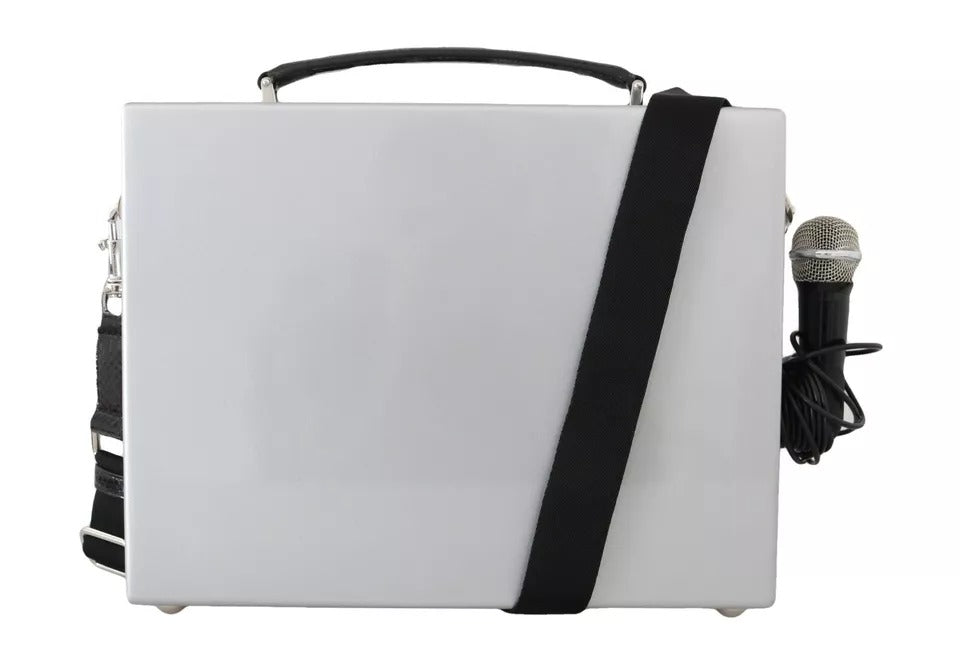 Dolce & Gabbana Silberne Retro-Radio-Boombox, limitierte Auflage, handgefertigte Holztasche