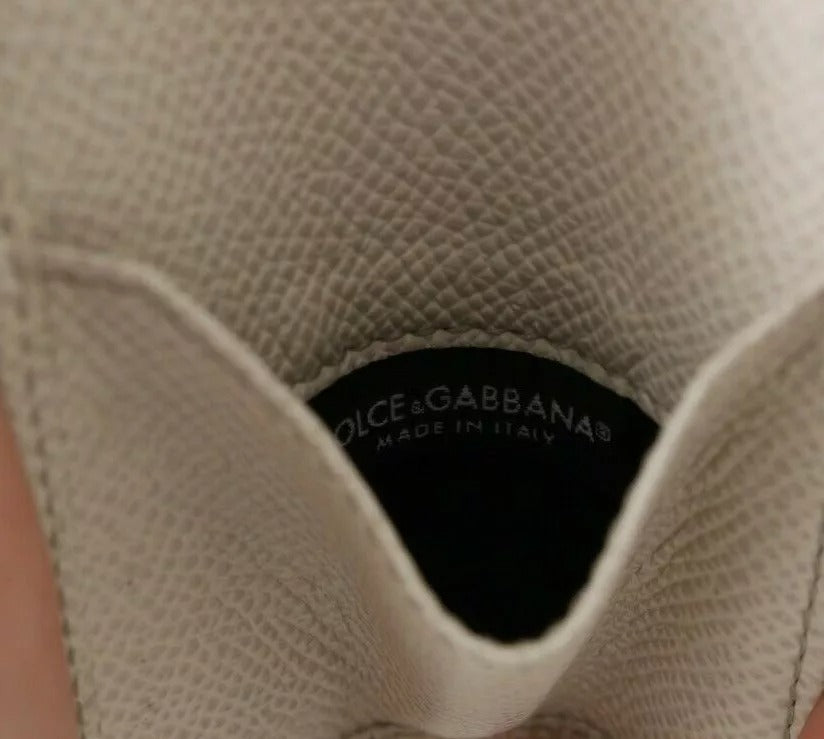 Dolce & Gabbana – Kondometui-Halter aus weißem Dauphine-Leder – Taschengeldbörse