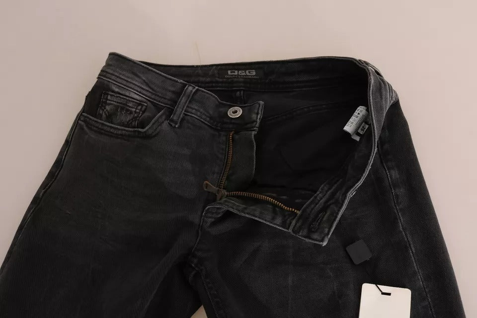 Dolce & Gabbana Schwarze Slim Fit Baumwolljeans D&G Hose
