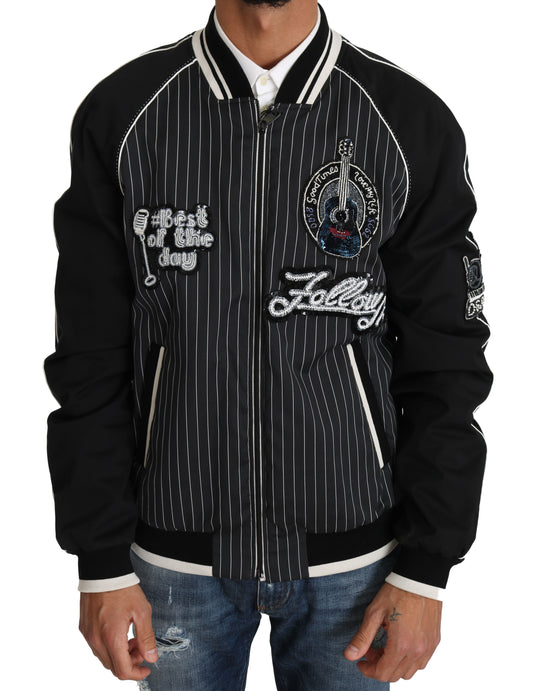 Dolce & Gabbana Schwarze Jacke mit Pailletten und Perlen, DD58 SG62