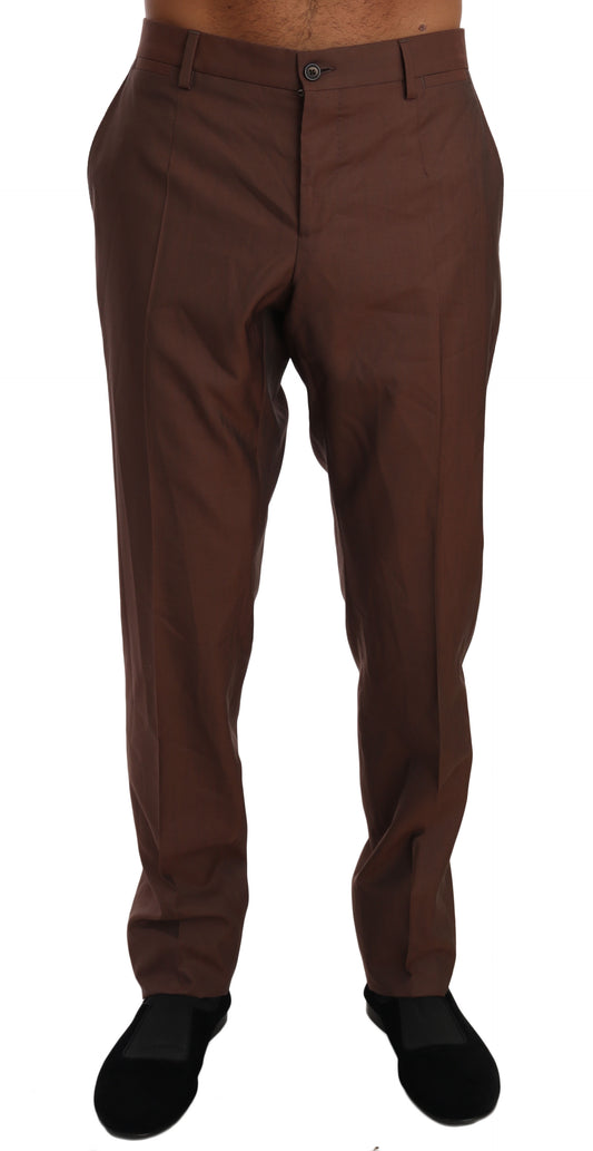 Dolce & Gabbana Braune formelle Hose aus Wolle und Seide
