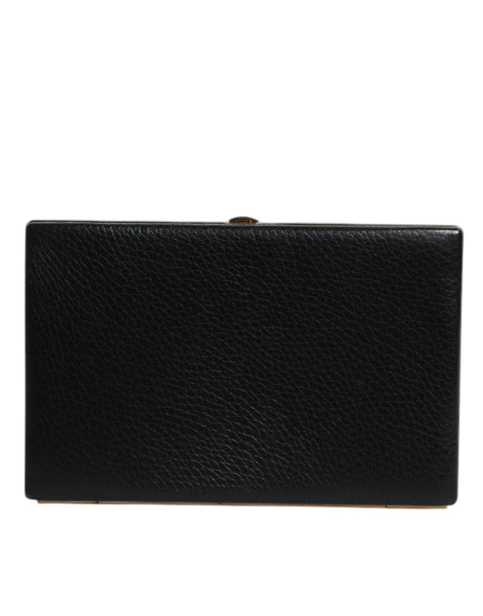 Dolce & Gabbana Schwarzes Leder Goldrahmen Clutch Abend Party Handtasche