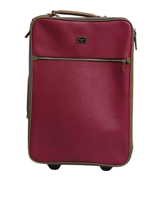 Dolce & Gabbana Fuchsia Khaki Leder Trolley Reisetasche mit Rädern