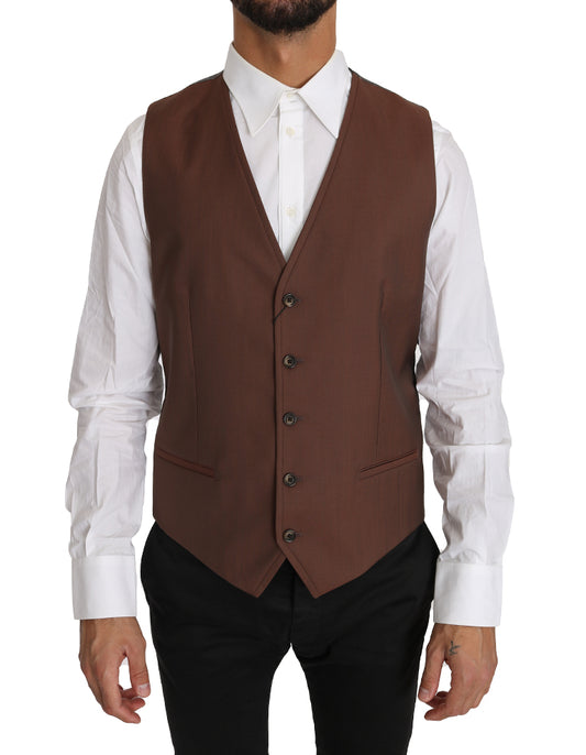 Dolce & Gabbana Braune Weste aus Wolle und Seide