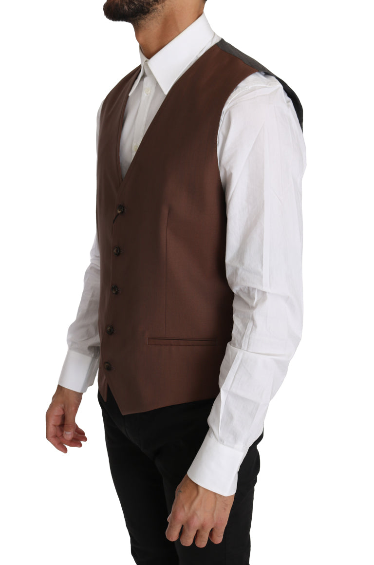 Dolce & Gabbana Braune Weste aus Wolle und Seide