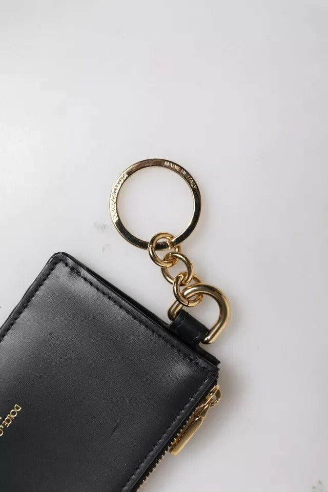 Dolce & Gabbana – Kartenetui aus schwarzem Kalbsleder mit DG-Logo