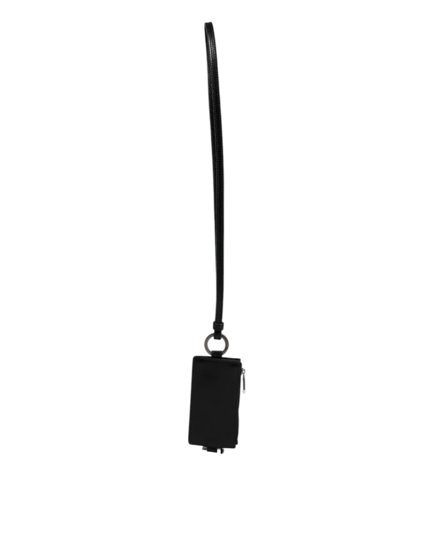 Dolce & Gabbana Schwarzes Kartenetui aus Pferdeleder mit Lanyard und Logo