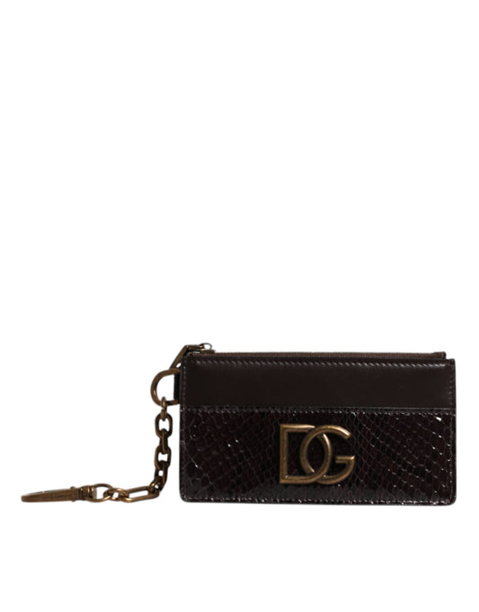 Dolce & Gabbana – Kartenetui aus exotischem Leder mit DG-Logo in Braun
