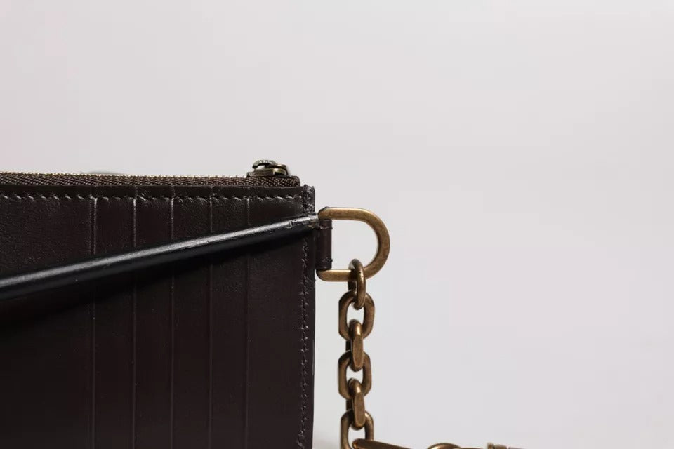 Dolce & Gabbana – Kartenetui aus exotischem Leder mit DG-Logo in Braun