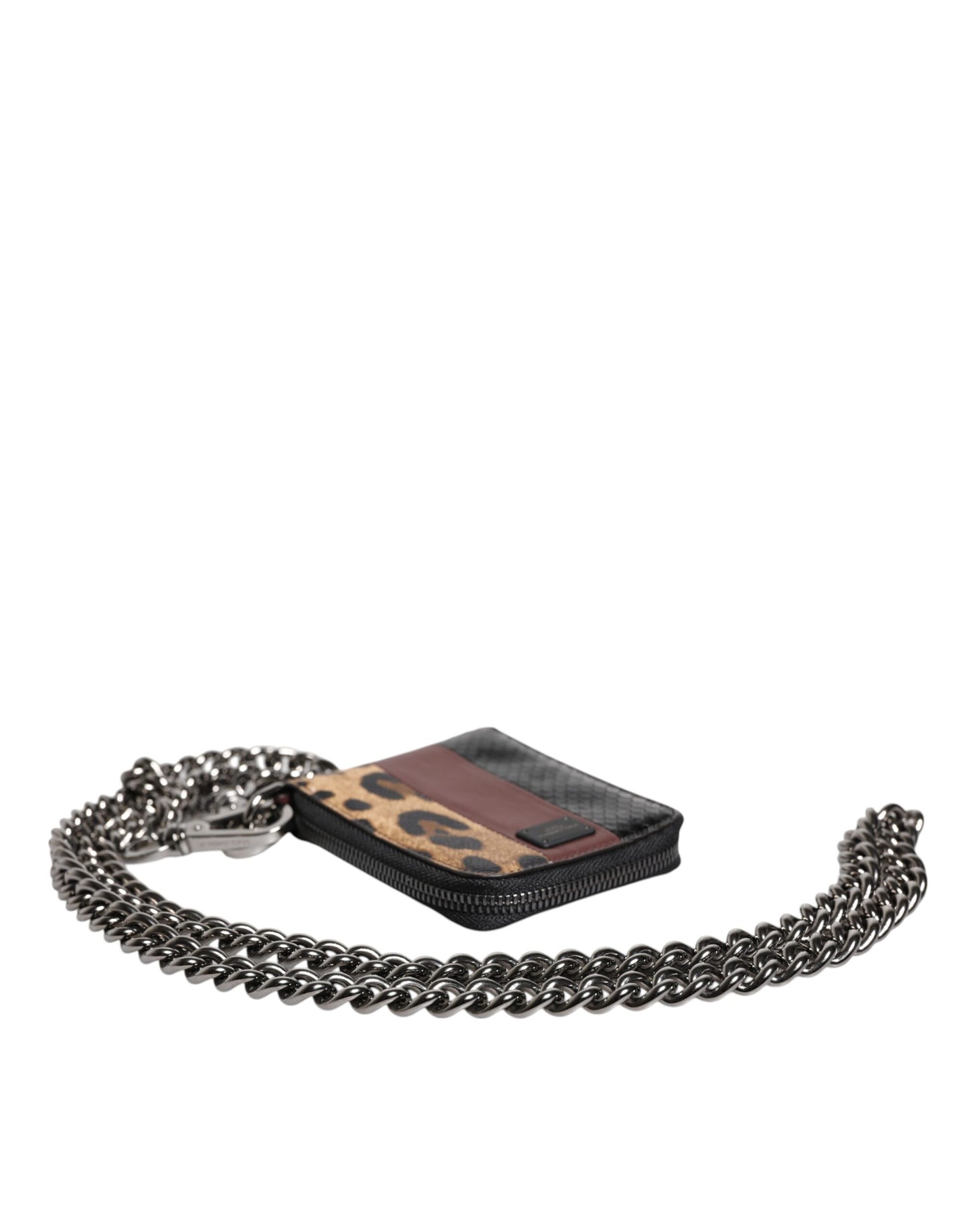 Dolce & Gabbana Mehrfarbige DG-Kartenetui-Geldbörse aus Leopardenleder