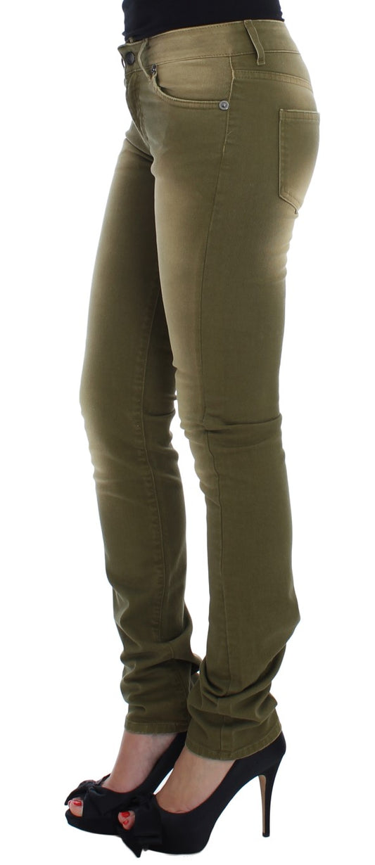 Cavalli Slim Fit Jeans aus Baumwollstretch in grüner Waschung