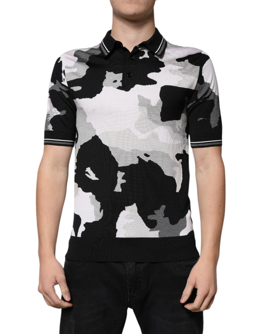 Dolce & Gabbana – Mehrfarbiges Poloshirt mit Camouflage-Kragen