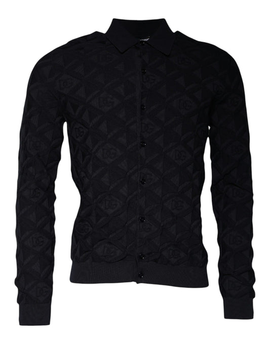 Dolce & Gabbana Herren-Strickjacke mit Rundhalsausschnitt, Schwarz