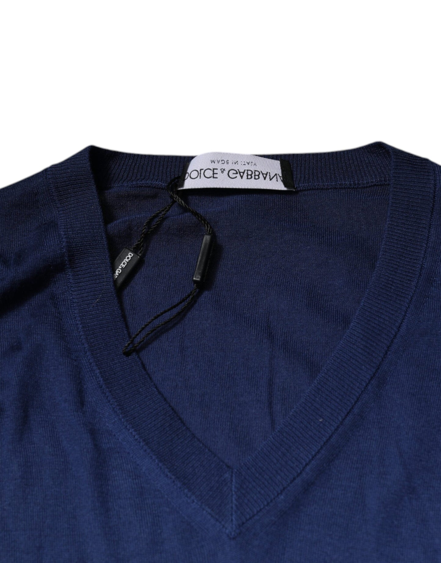 Dolce & Gabbana – Pullover aus Kaschmir mit V-Ausschnitt in Marineblau