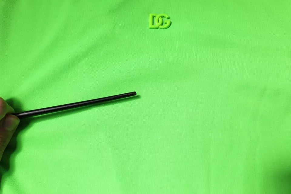 Dolce & Gabbana – Grünes T-Shirt aus Polyester mit Rundhalsausschnitt und Logo