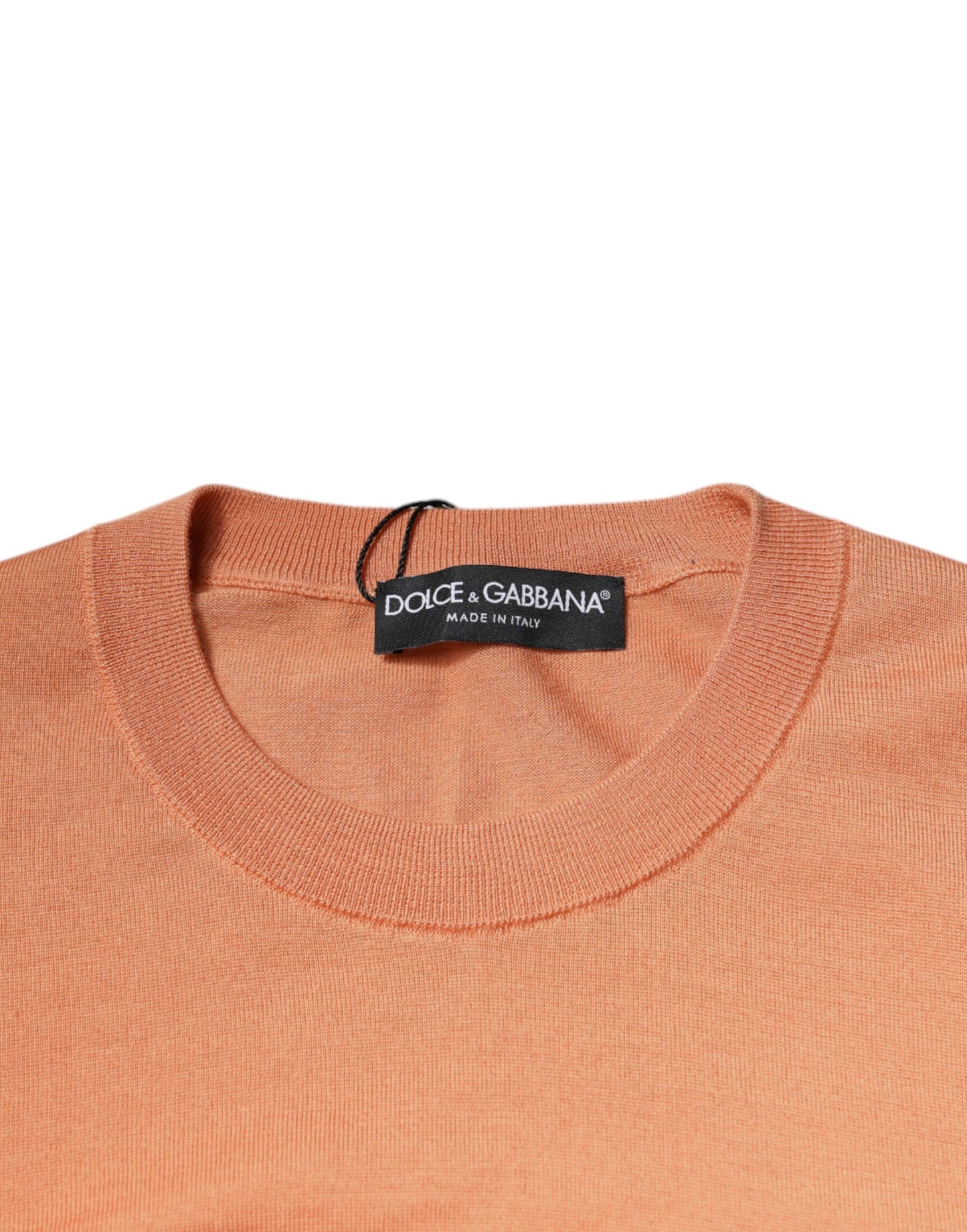 Dolce & Gabbana – Kurzer Pullover aus beigefarbener Wolle mit Rundhalsausschnitt
