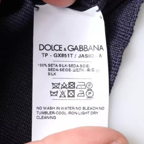 Dolce & Gabbana – Dunkelblaues Poloshirt mit Seepferdchen-Kragen