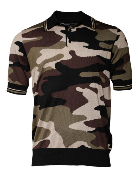 Dolce & Gabbana – Mehrfarbiges Poloshirt mit Camouflage-Kragen