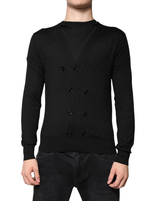 Dolce & Gabbana – Schwarzer Cardigan aus Kaschmir mit Knopfleiste