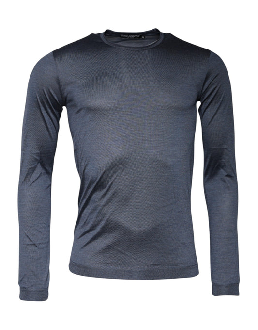 Dolce & Gabbana Pullover mit Rundhalsausschnitt aus dunkelgrauer Seide