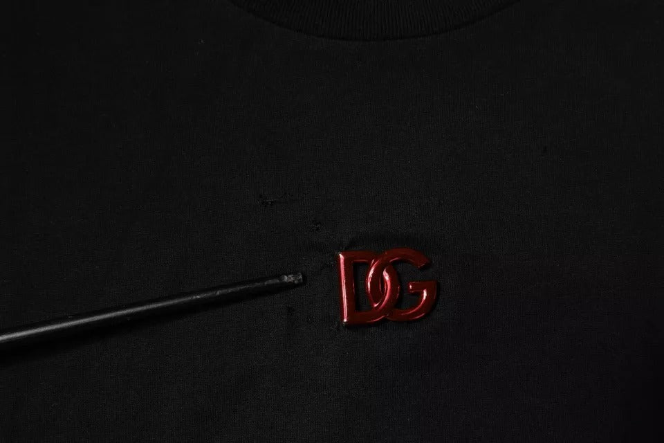 Dolce & Gabbana – Schwarzes, kurzärmliges T-Shirt mit Rundhalsausschnitt und DG-Logo