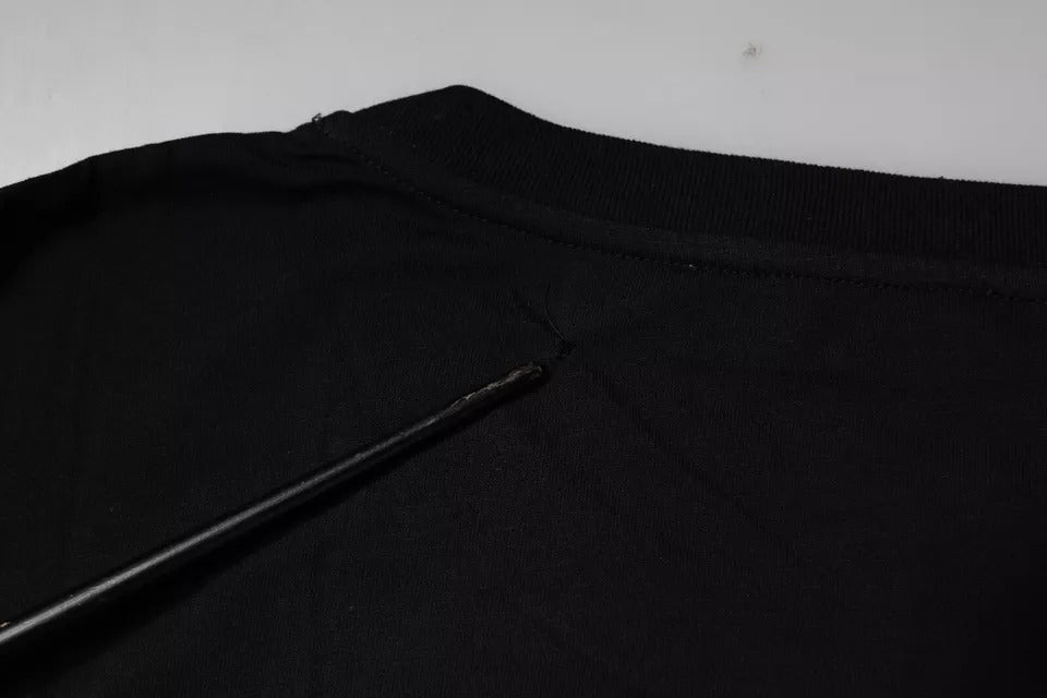 Dolce & Gabbana – Schwarzes, kurzärmliges Baumwoll-T-Shirt mit Logo-Print