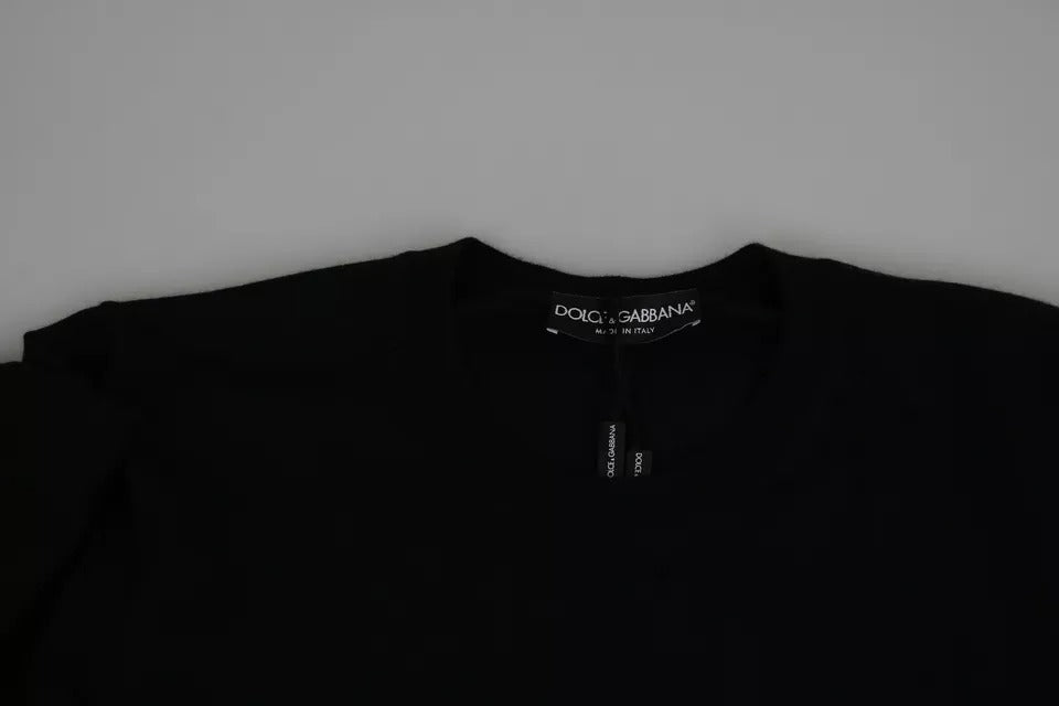 Dolce & Gabbana – Schwarzes Kaschmir-Sweatshirt mit Rundhalsausschnitt