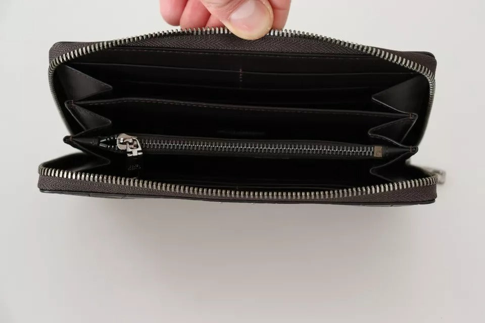 Dolce & Gabbana – Continental-Clutch aus exotischem Leder mit Rundum-Reißverschluss in Braun