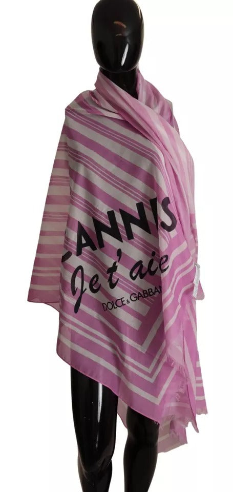 Dolce & Gabbana – Rosa-weiß gestreifter Wickelschal aus Baumwolle