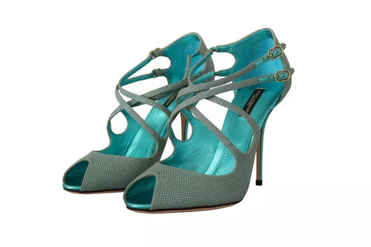 Dolce & Gabbana Blaue Glitzer-Riemchensandalen