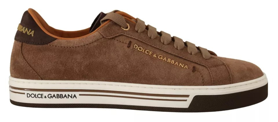 Dolce & Gabbana – Niedrige Sneakers aus Wildleder in Braun mit Logo Herren Schuhe
